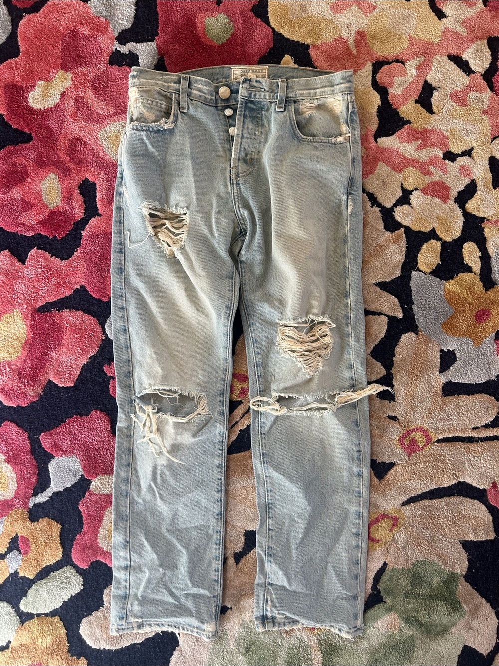 Current/Elliot The Original Straight Leg Alta Destroy Blue Distressed Jeans